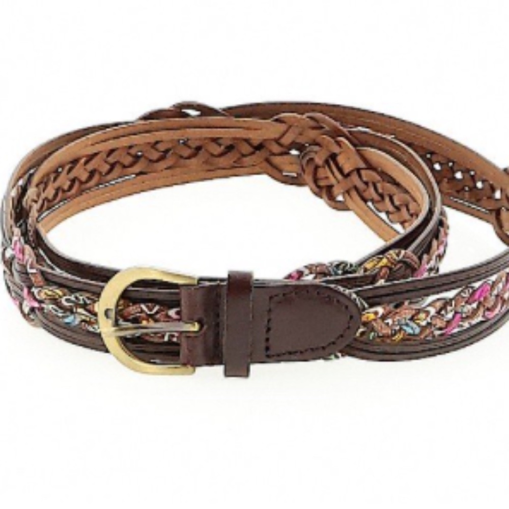 Bohenian brown Braided Buckle Casual Belt Size M multicolor 1" *